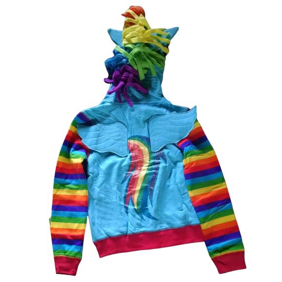New My Little Pony Jacket Rainbow Dash Glitter Zip Up Sweatshirt Girl's Small - Picture 5 of 8